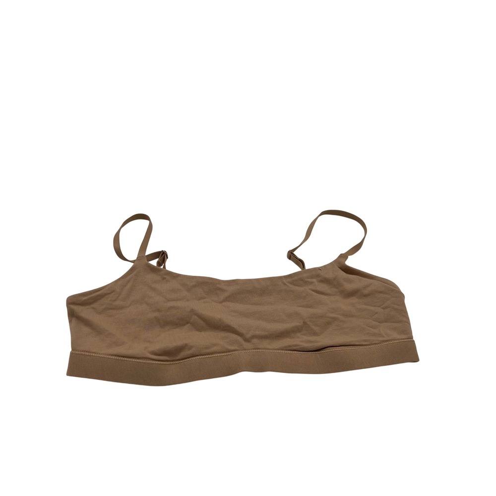Quince Organic Cotton Stretch Bralette Tan Nude Scoop Neck Wireless Size M S350